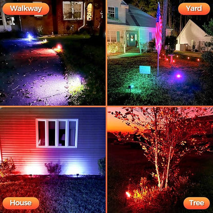 Solar Lights Outdoor Color Changing, 85 LEDs 9 Lighting Modes RGB Solar Outdoor Lights, IP67 Waterproof Multicolor Landscape Spotlights for Halloween Holiday Decorations (2 Pack)