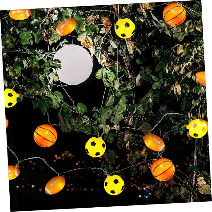 Alipis Led Sports String Light Bulb Decorative Outdoor Lighting for Camping and Parties Battery-Powered Sports-Themed Patio Lights for Soccer Basketball and Football Events