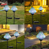 Bshine Mushroom Solar Outdoor Lights, Mosaic Mushroom Lamp Hand-Blown Glass Waterproof Metal Stakes Decorate | Lumora