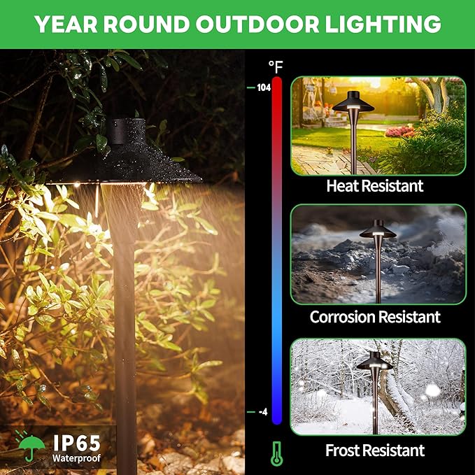 Low Voltage Pathway Lights, 3CCT LED Landscape Path Lights, Outdoor Waterproof IP65, Wired ORB Aluminum 5W 150LM | Lumora