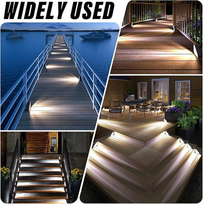 ROSHWEY Solar Step Lights for Outside, 16 Pack Solar Powered Stair Lights Outdoor Waterproof, Triangle Deck Step Light, Outdoor Decor Lighting for Front Porch, Backyard, Patio, Cool White