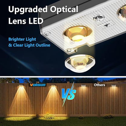 VOLISUN Solar Fence Lights Outdoor 8 Pack, 10 Colors ＆ Color Changing Fence Lights Solar Powered, IP65 Waterproof Solar Lights for Fence, Garden, Patio, Backyard, Railing, Deck, Wall, Pool（Black）