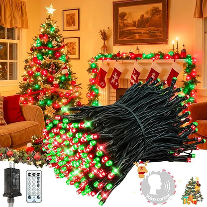 2026 New Voice Control 88ft 240LED Smart Christmas String Lights Outdoor/Indoor | String Lights with Remote, 12Modes, 7Voice Commands & Timers, Christmas Twinkle Light for Xmas Tree Decor(Red & Green)