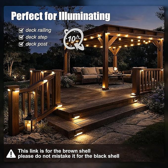 Boostar Solar Deck Lights, 16 Pack Warm White LED Step Lights, Waterproof Outdoor Lighting for Stairs, Fence, Yard, Patio & Pathway
