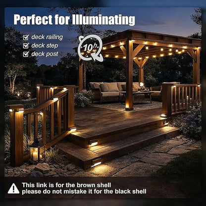 Boostar Solar Deck Lights, 16 Pack Warm White LED Step Lights, Waterproof Outdoor Lighting for Stairs, Fence, Yard, Patio & Pathway