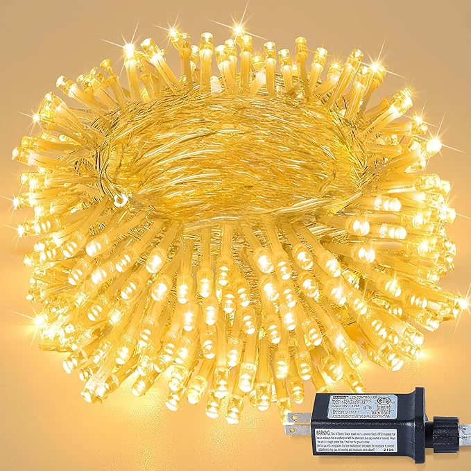 98FT 200 LEDs String Lights Waterproof Fairy Lights 8 Modes with Memory 30V Power Supply for Home, Garden, Wedding, Party, Christmas Decoration Indoor Outdoor (Warm White)