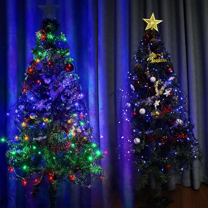 2 PACK Outdoor Garden Light - Waterproof Net Lights, 200 LED Battery Operated Tree String Light with 8 Modes, Mesh Curtain Lights for Garden Patio Yard Christmas Party Tree and Holiday Decor( Blue)