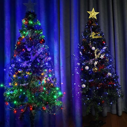 2 PACK Outdoor Garden Light - Waterproof Net Lights, 200 LED Battery Operated Tree String Light with 8 Modes, Mesh Curtain Lights for Garden Patio Yard Christmas Party Tree and Holiday Decor( Blue)