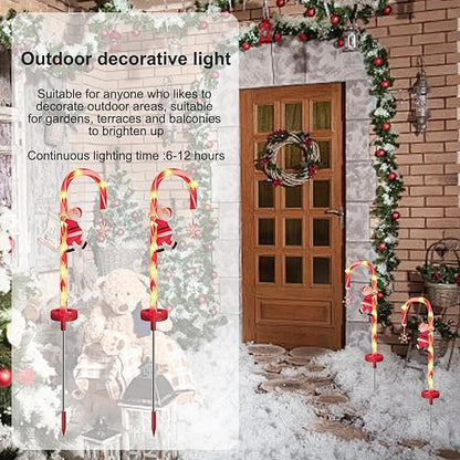 Christmas Outdoor Decorations, 2PCS 8LED Solar Candy Cane Lights, 28 Inch Waterproof Candy Cane Christmas Decorations for Garden Lawn Yard Pathway Patio, Christmas Outdoor Decorations