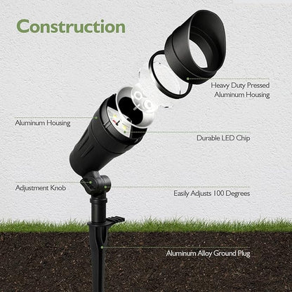 LITFIT Low Voltage LED Spotlights with 35° Beam Angle, 7.5W 410LM 3000K Warm White Outdoor Landscape Lighting, CRI 80, Waterproof SpotLights for Trees, House, Yard, Garden Decorations, 4 Pack