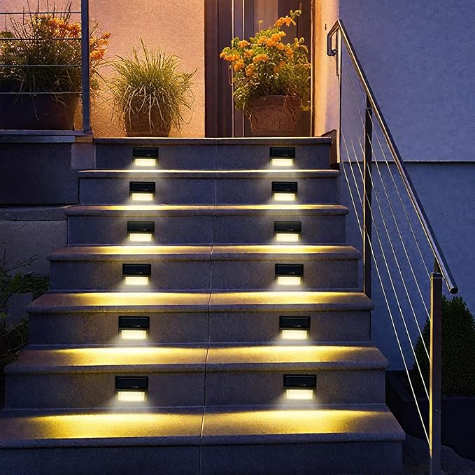 Bright Solar Fence Lights, 12 Pack Outdoor Step Lights, IP65 Waterproof, 3000K Warm-White, Dusk to Dawn Outdoor | Lumora
