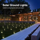 Pozzolanas 12 Pack Solar Ground Lights - 8 LED, Warm White, In-Ground Landscape Lights for Pathway, Yard, Walkway | Lumora