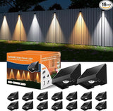 16 Pack Solar Powered Fence Lights Outdoor Wall Mount Decorative Waterproof Down LED for Deck, Outside Stairs, Pool | Lumora