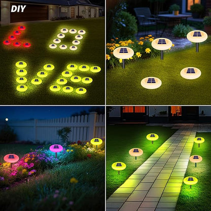 Colorful Pathway Solar Light Set of 6, Decorative Weatherproof Auto On/Off Outdoor Lights - Decorate Your Garden, Landscape, Patio, Pool, Yard with Ultra-Bright LED Light (Rainbow & Remote Control, 6)