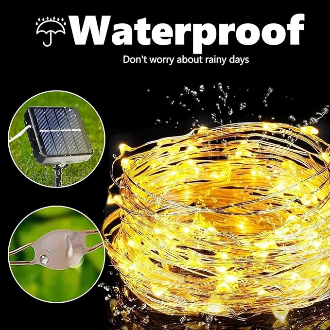 Lomotech Solar String Lights Outdoor - 2 Pack Total 66ft 200LED Solar Fairy Lights Waterproof 8 Modes Twinkle | Lumora