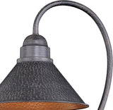 VAXCEL Outland Rustic Farmhouse 1-Light Dome Barn Post Light Fixture for Yard or Patio, Outdoor Hammered Steel | Lumora