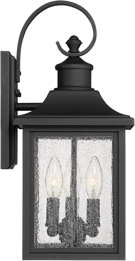 John Timberland Moray Bay Industrial Outdoor Wall Light Fixture Black Steel 17 3/4" Clear Seedy Glass Lantern for Exterior House Porch Patio Outside Deck Garage Yard Front Door Garden Home