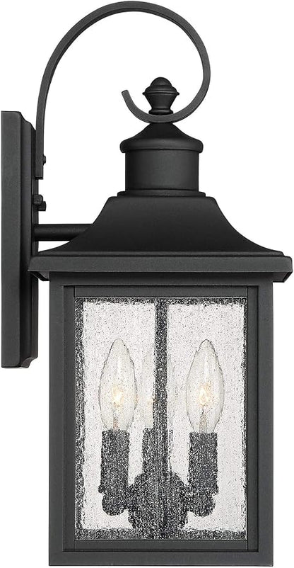 John Timberland Moray Bay Industrial Outdoor Wall Light Fixture Black Steel 17 3/4" Clear Seedy Glass Lantern for Exterior House Porch Patio Outside Deck Garage Yard Front Door Garden Home