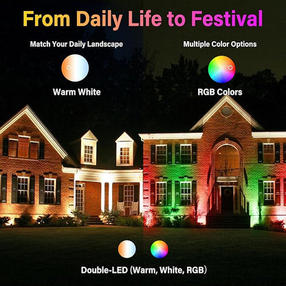 RGBW Landscape Lights 12W Low Voltage Landscape Lighting, Waterproof Color Changing Outdoor Landscape Spotlights,12V/24V Garden Tree Uplights for Yard Pathway Patio with Remote, 6 Pack