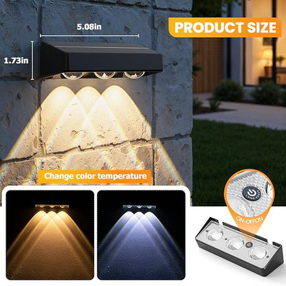 NIORSUN Solar Fence Lights,16 Pack Solars Deck Light,RGB Color,Outdoor Bulb Waterproof Led IP65,Outdoor Fence Light,Power Patio Lamp with Lenses for Outside/Backyard/Railing/Yard(Black)