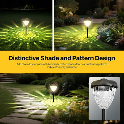 Ensenior Solar Pathway Lights Outdoor - 14.17" Height, 3000K LED Landscape Garden Lights, IP65 Waterproof, Tool-Free Auto ON/Off for Garden Yard Patio Walkway Landscape, 8-Pack