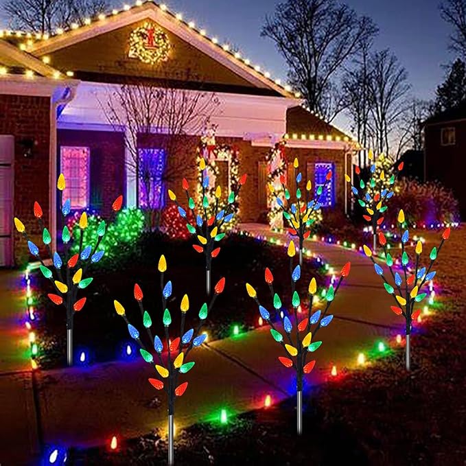 Upgraded 6 Packs 120 LED C6 Solar Christmas Lights, Christmas Decorations Outdoor Yard Lights, 8 Modes Waterproof | Lumora
