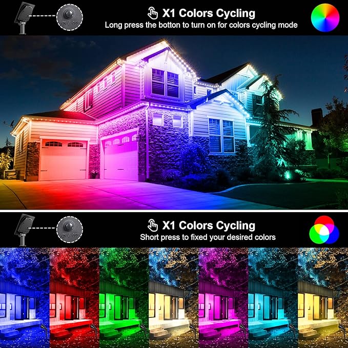 T-SUNUS RGB Solar Landscape Spotlights Christmas, Color Changing Spot Lights Waterproof IP65 Garden Pond, 180° | Lumora