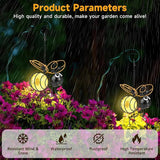 Solar Hanging Bees Lights 2 Packs - Cute Solar Insect Lights Outdoor Waterproof, Metal LED Bugs Lamp Garden | Lumora