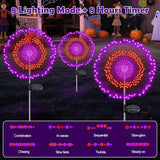 4 Pack Solar Halloween Lights Outdoor, 720 LED Orange & Purple Solar Firework Lights with 8 Lighting Modes | Lumora