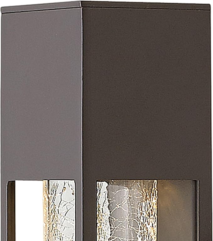 Hinkley Vapor Medium Wall Mount Outdoor Lantern - Modern, 1-Light, Aluminum, Crackle Glass, Bulb Included - Bronze | Lumora