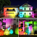 Fabrito Color Changing Solar Spot Lights Outdoor 10 Pack, [6+1 Lighting Modes] Auto On/Off RGB Spotlights | Lumora