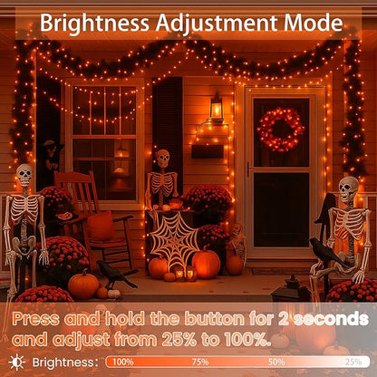 Upgraded Connectable 200 LED Christmas String Lights Outdoor Indoor, 66FT Orange Christmas Decorations Lights 13 Modes, Waterproof Twinkle Fairy Lights Plug in Clear Wire for Tree, Bedroom Decoration