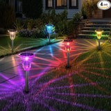 Solar Pathway Lights Outdoor 4 Pack, 10 Modes RGB Color Changing & White Solar Garden Lights, 17.5" IP65 Waterproof | Lumora