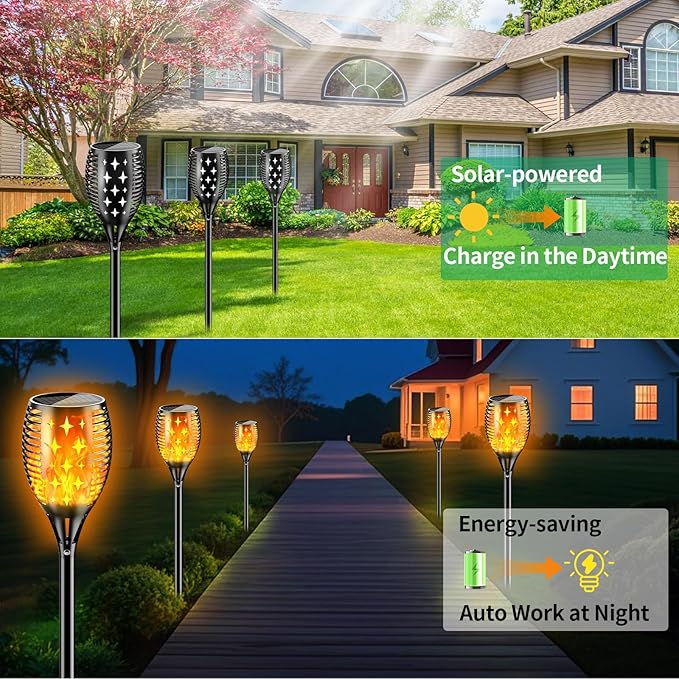 YoungPower 43'' Solar Torch Lights Flickering Flames for Decor Garden Patio Deck Yard Driveway,1 Pack