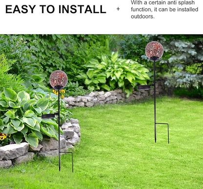 Solar Lawn Light Ball-Shaped Mosaic LED Yard Lamp Waterproof Outdoor Garden Path Decorative Landscape Lighting for Patio and Backyard