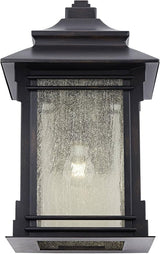 Franklin Iron Works Hickory Point Farmhouse Rustic Mission Outdoor Wall Light Fixture Bronze Lantern 19" Frosted | Lumora