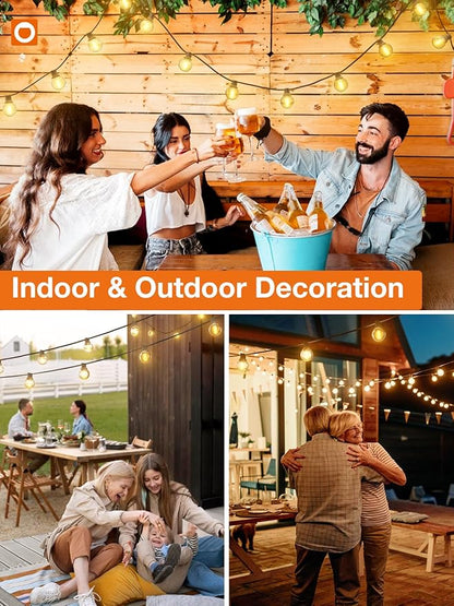 addlon 100FT(2-Pack*50FT) Outdoor String Lights, G40 Globe LED Patio Lights Waterproof with 54 Shatterproof Bulbs(4 Spare), ETL Dimmable Outside Hanging Lights Connectable for Yard Garden Backyard