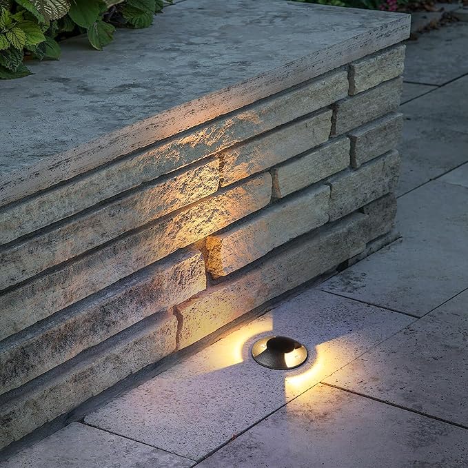 Well Lights Low Voltage Landscape Lighting Outdoor In Ground Lights LED2W Double Sides Lighting AC/DC 12V-24V Warm White Waterproof IP67 Aluminium,4PACKS
