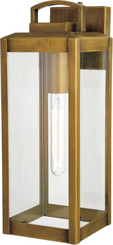 VAXCEL Kinzie Outdoor Porch Light, 6" W x 16.75" H Gold Brass Outdoor Lantern, Modern Dusk to Dawn Wall Light for | Lumora