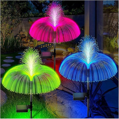 Outdoor Lawn Lamp Double Jellyfish Light 7 Colors Solar Garden Lights LED Fiber Optic Lights Outdoor Waterproof Decor Lamp for Lawn Patio Garden Lights (Color : Selection 4, Size : 1pcs)