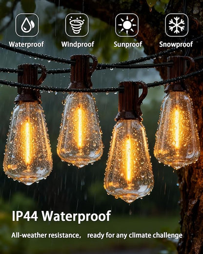 Outdoor String Lights Dimmable Waterproof with Remote, 95FT 37 Shatterproof ST38 Edison LED Bulbs Hanging Outside Light for Patio, Backyard, Porch, Deck, Balcony, Garden