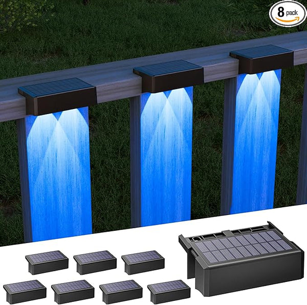 VOLISUN Solar Deck Lights 8 Pack, Warm White, Cool White and RGB Color Glow LED Large Size Lamp, IP65 Waterproof | Lumora