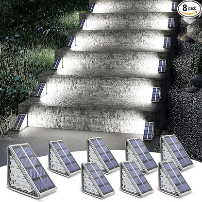 NIORSUN Solar Step Lights for Outside,8 Pack Solar Stair Lights Outdoor Waterproof IP67 Auto On Off,Solar Lights for Steps,Stair,Patio,Yard,Porch,Front Door,Sidewalk,Deck Decor,Cool White