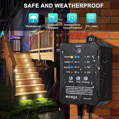 SMY Lighting Dimmable LED Deck Lights with Timer and Photocell Sensor and Protecting Shell φ32mm,30Pack Outdoor LED Smart Deck Lighting IP67 Waterproof for Garden,Yard Stair, Patio, Floor Decoration