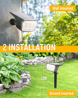 GIGALUMI Solar Spot Lights Outdoor Waterproof 4 Pack Warm White IP65, 63 LED 3 Lighting Modes Spotlights for House | Lumora
