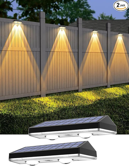 Solar Fence Lights Outdoor,2700/4000/6000K 3 Modes Bright Lens LED Dusk to Dawn Deck Light Outdoor Waterproof,Solar Outdoor Lights for Backyard/Railing/Wall (2Pack)