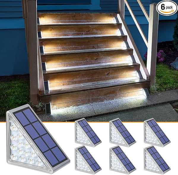 NIORSUN Solar Step Lights,6 Pack Cool White Solar Stair Lights Outdoor Waterproof IP67 Auto On Off,Solar Lights for | Lumora