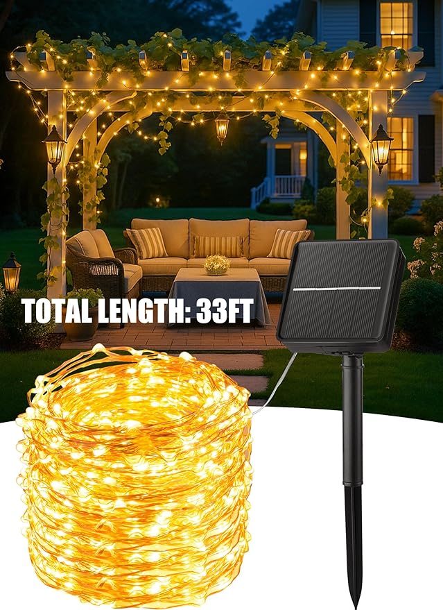 Minetom Solar String Lights, 4 Packs Total 132Ft 400 LED Solar Fairy Lights, Waterproof - Decorative Outdoor Light | Lumora