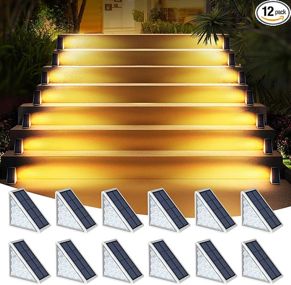 LED Solar Step Lights Waterproof Outdoor Stair Lights, Warm White Solar Deck Lights IP67 Solar Decoration Lights | Lumora
