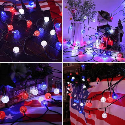 Solar String Lights, Small Crystal Ball ，Outdoor String Light 60 LED 40ft 8 Lighting Modes Waterproof Solar Powered Patio Solar Light for Garden Yard Porch Wedding Party Decor (Rainbow-Colored)